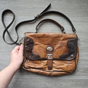 Vintage Two-Tone Leather Crossbody Bag
